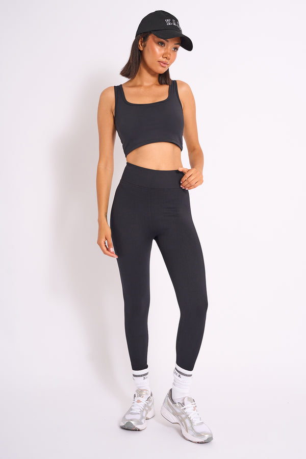 Kaiia Premium Ribbed Legging Black