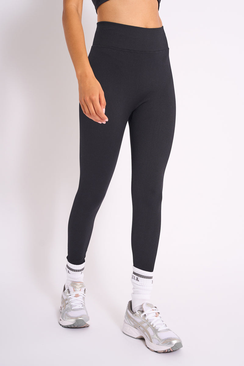 Kaiia Premium Ribbed Legging Black