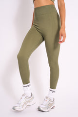 Kaiia Premium Ribbed Legging Khaki