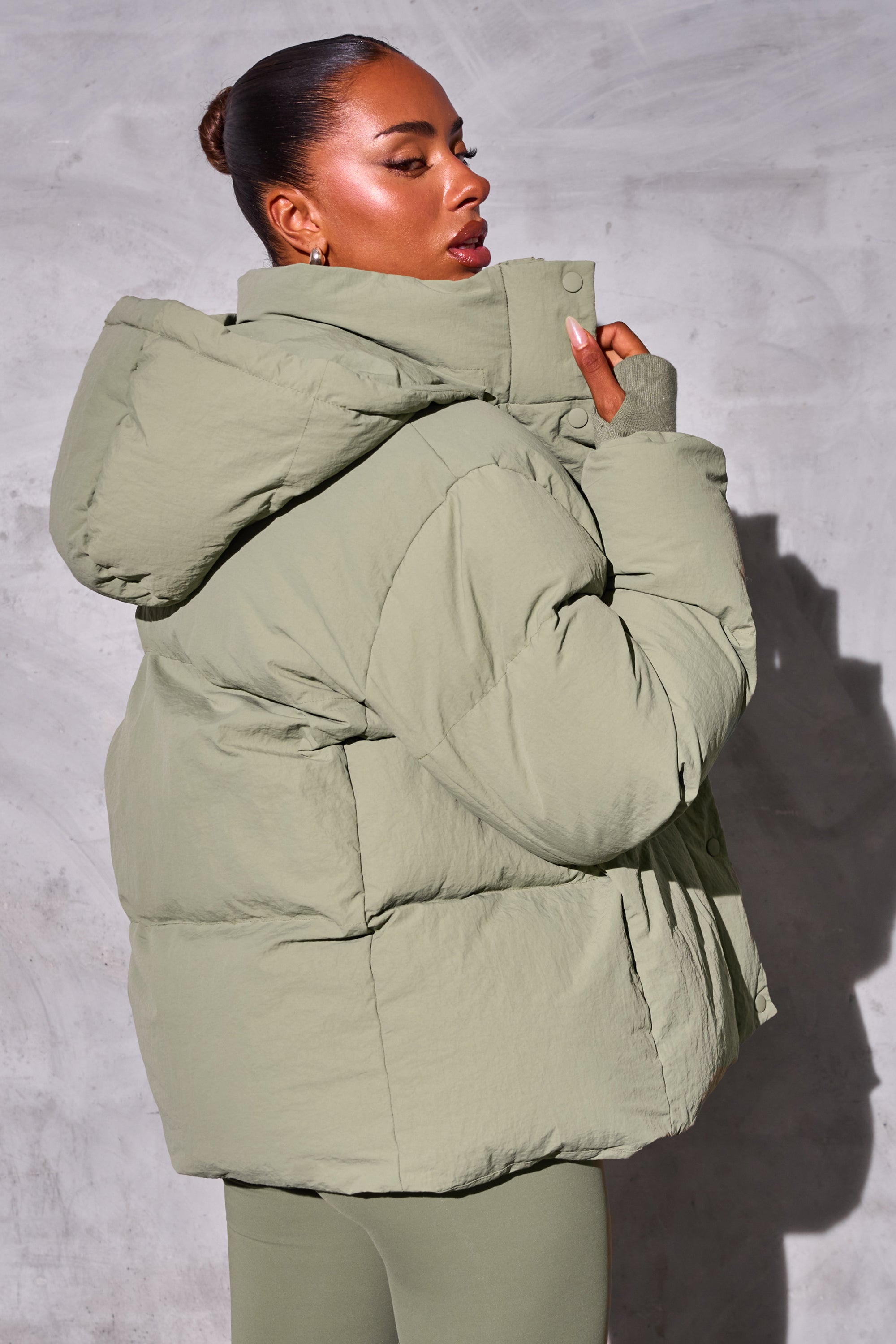 Khaki oversized coat best sale