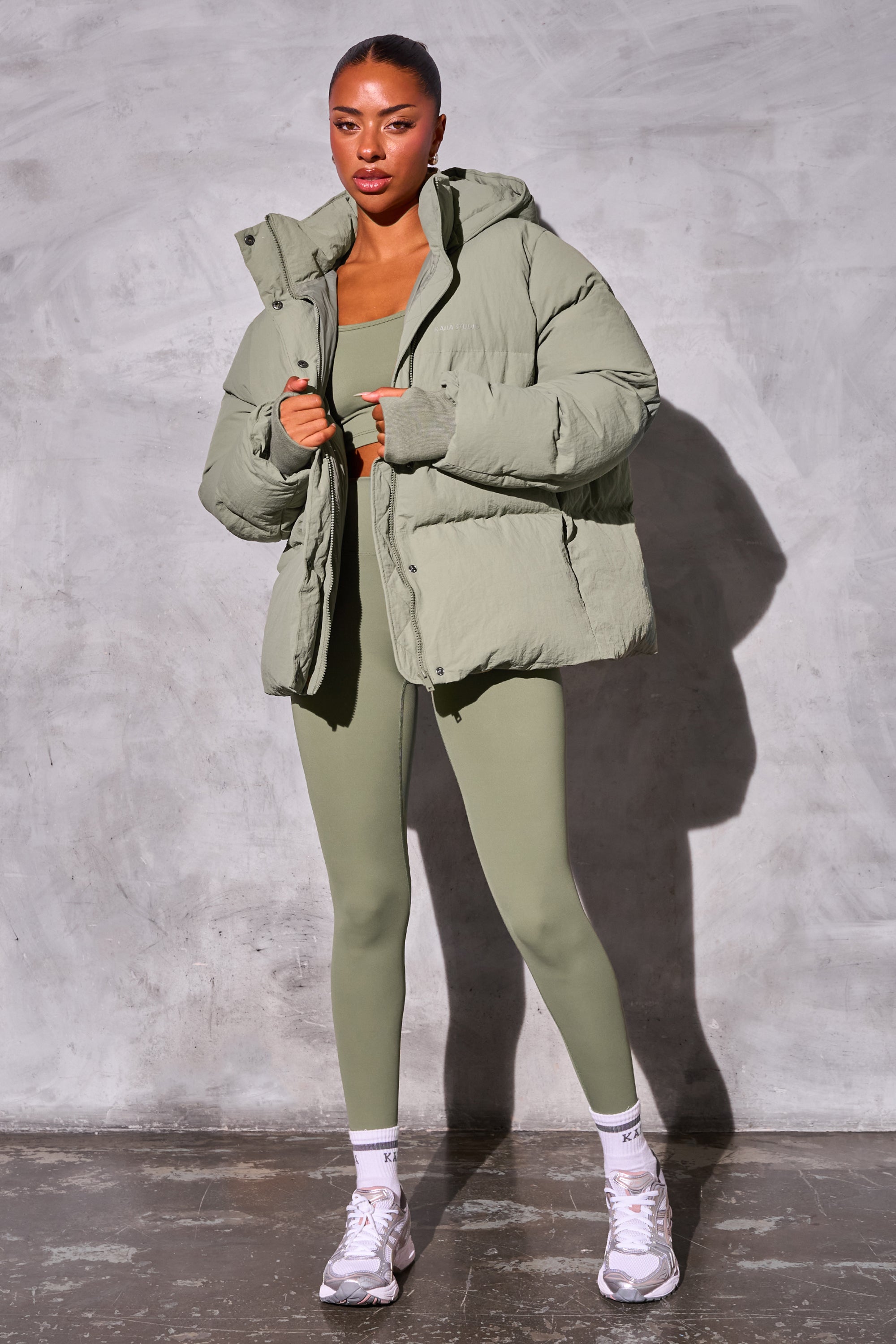 Kaiia Studio Oversized Puffer Coat Khaki