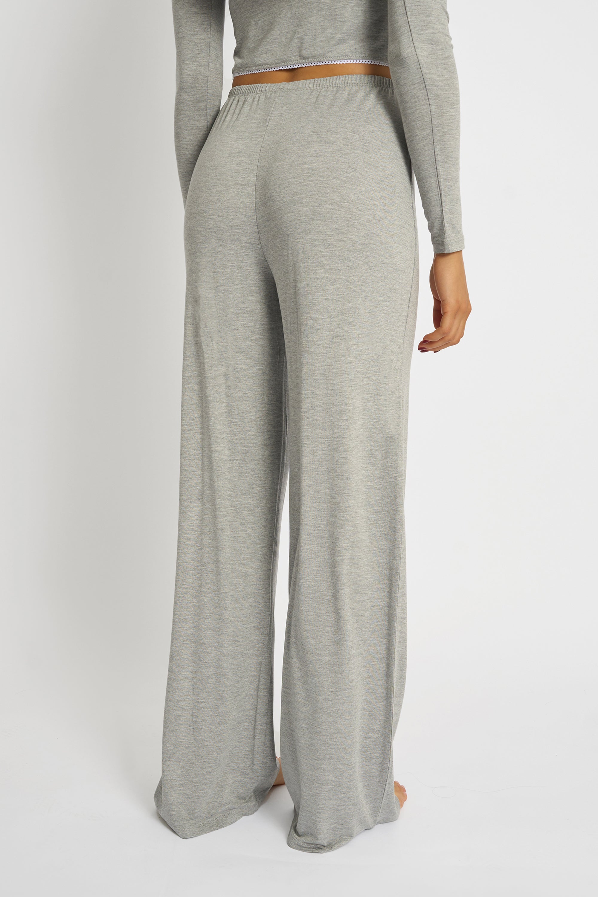 Kaiia Lace Wrap Top & Trouser Pj Set Grey Melange