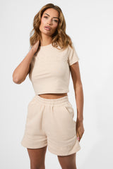 Kaiia Logo Sweat Shorts Cream