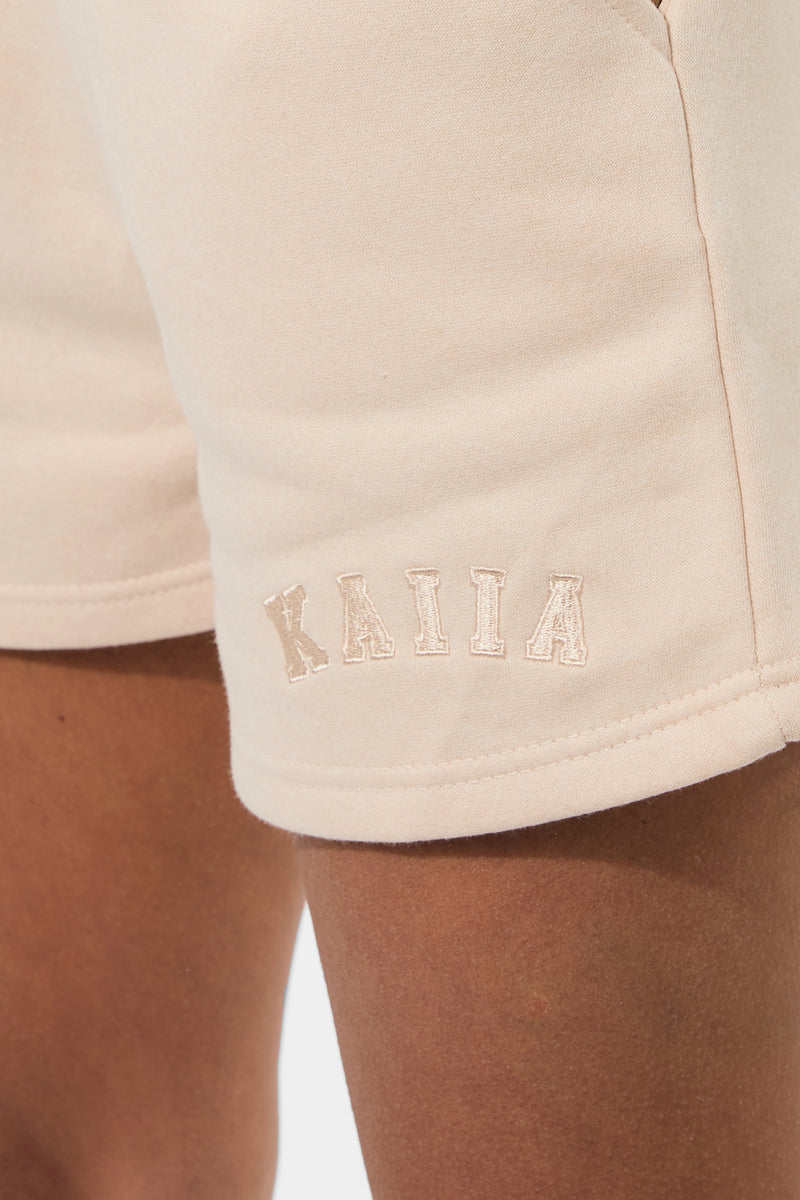 Kaiia Logo Sweat Shorts Cream