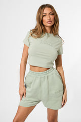 Kaiia Logo Sweat Shorts in Sage Green