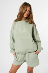 Kaiia Logo Sweat Shorts in Sage Green