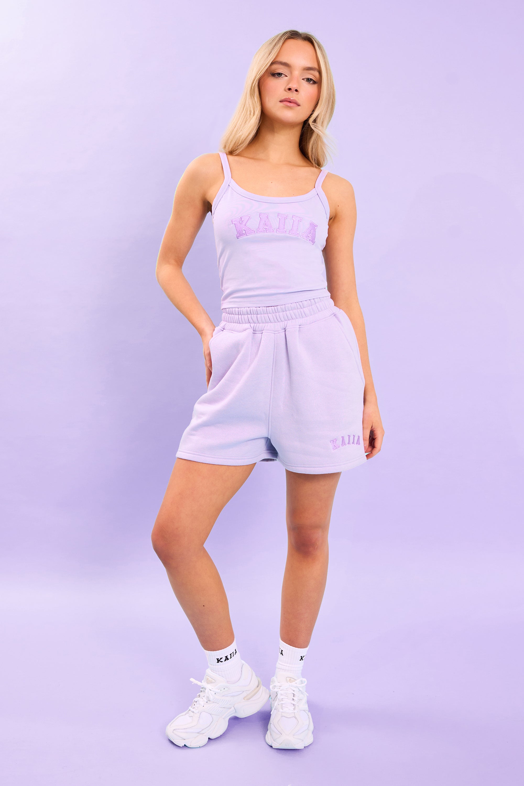 Kaiia Logo Sweat Shorts Lilac