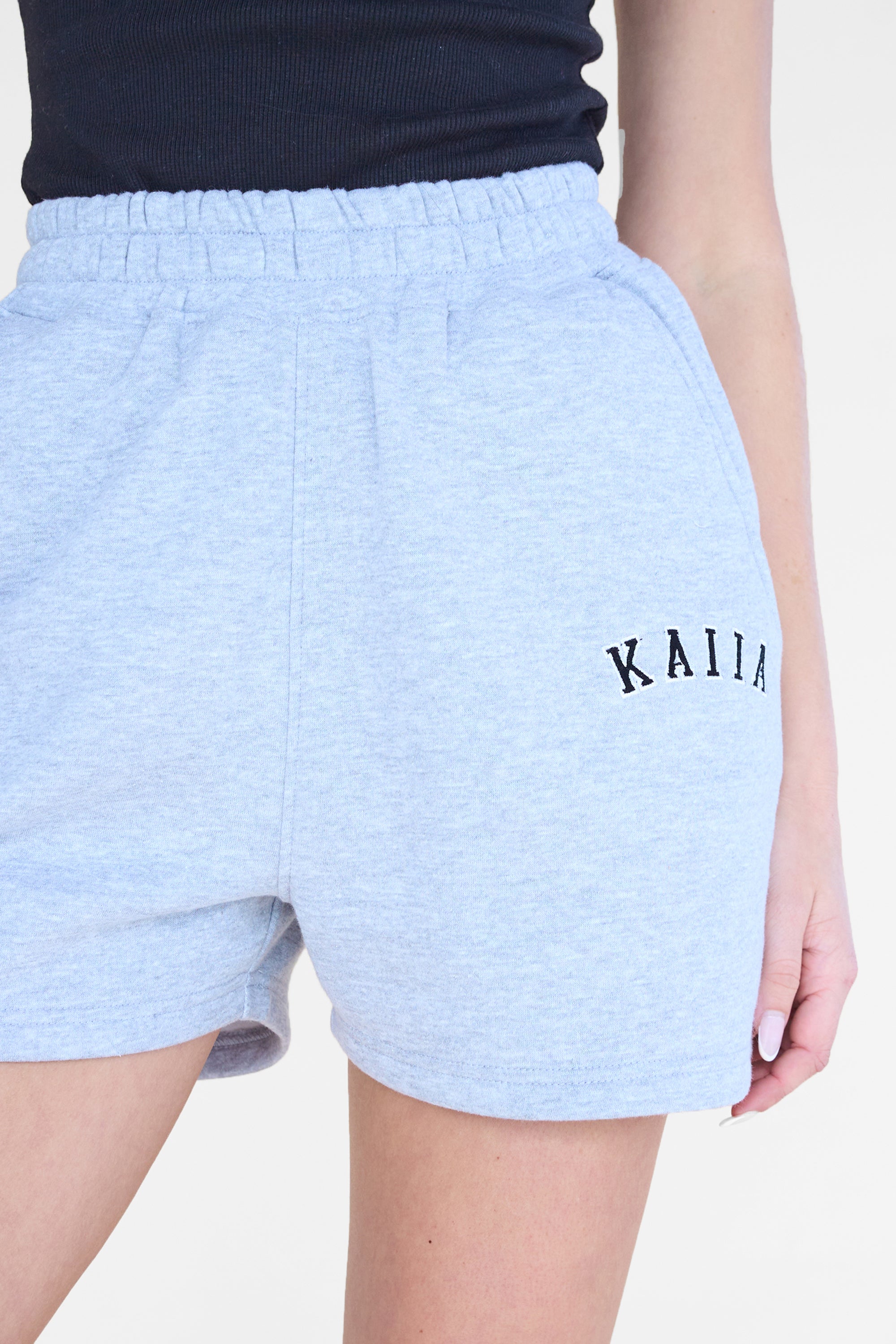 Kaiia Logo Sweat Shorts Grey Marl & Black