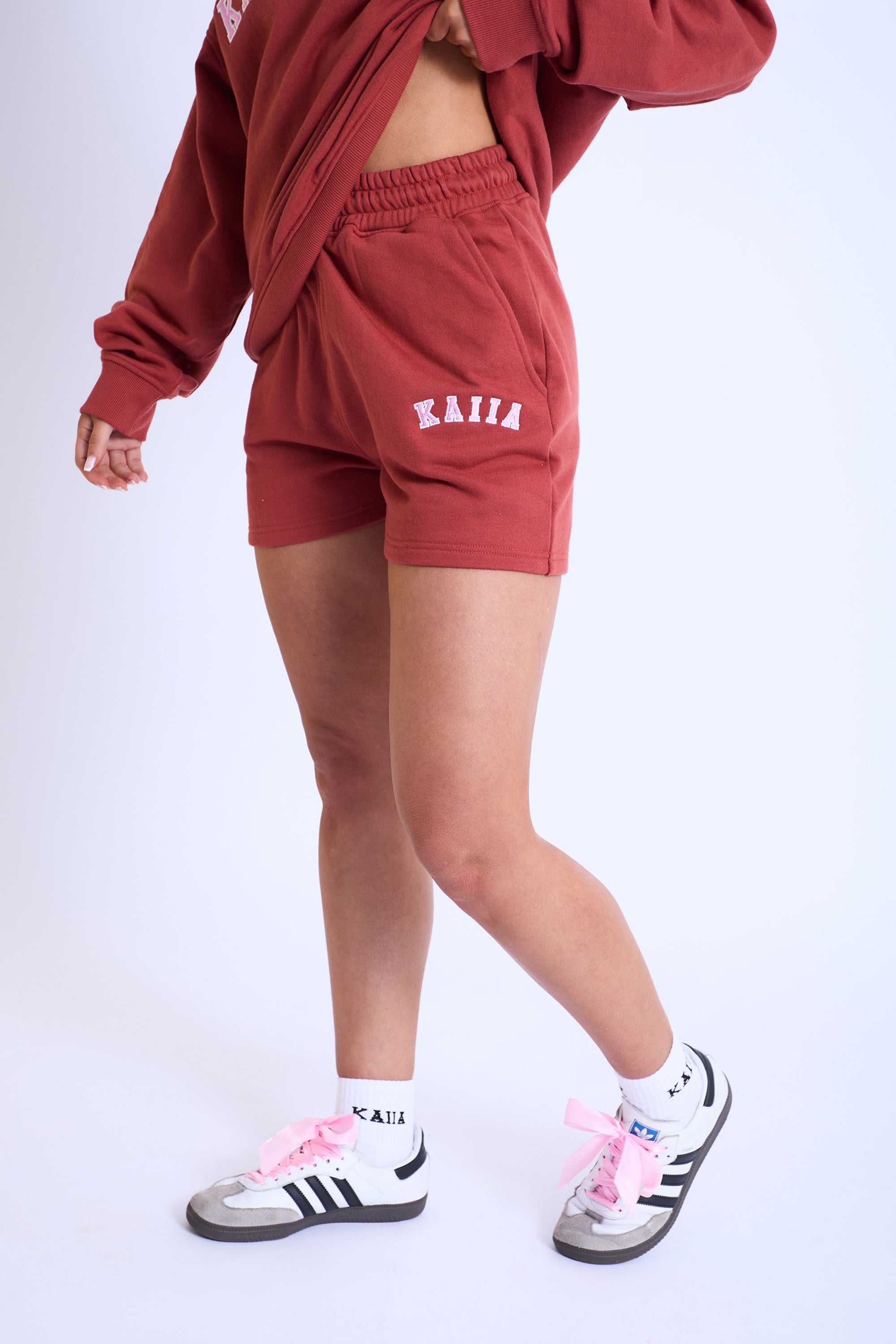 Kaiia Sweat Shorts Rust & Pink