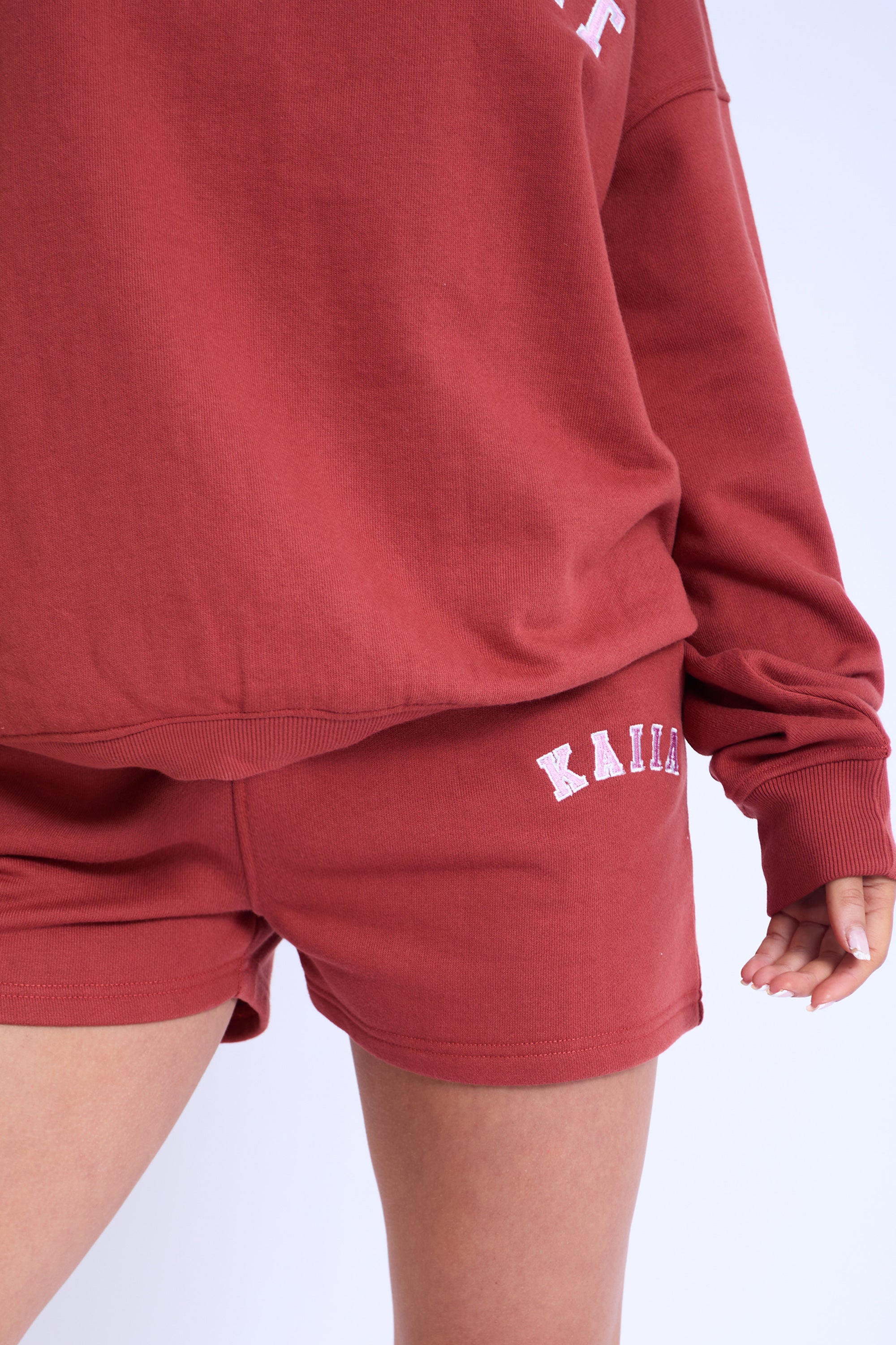 Kaiia Sweat Shorts Rust & Pink