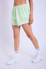 Kaiia Studio Bubble Logo Mini Sweat Shorts Lime & Lilac