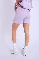 Kaiia Embroidered Bubble Logo Ribbed Cycling Shorts Lilac