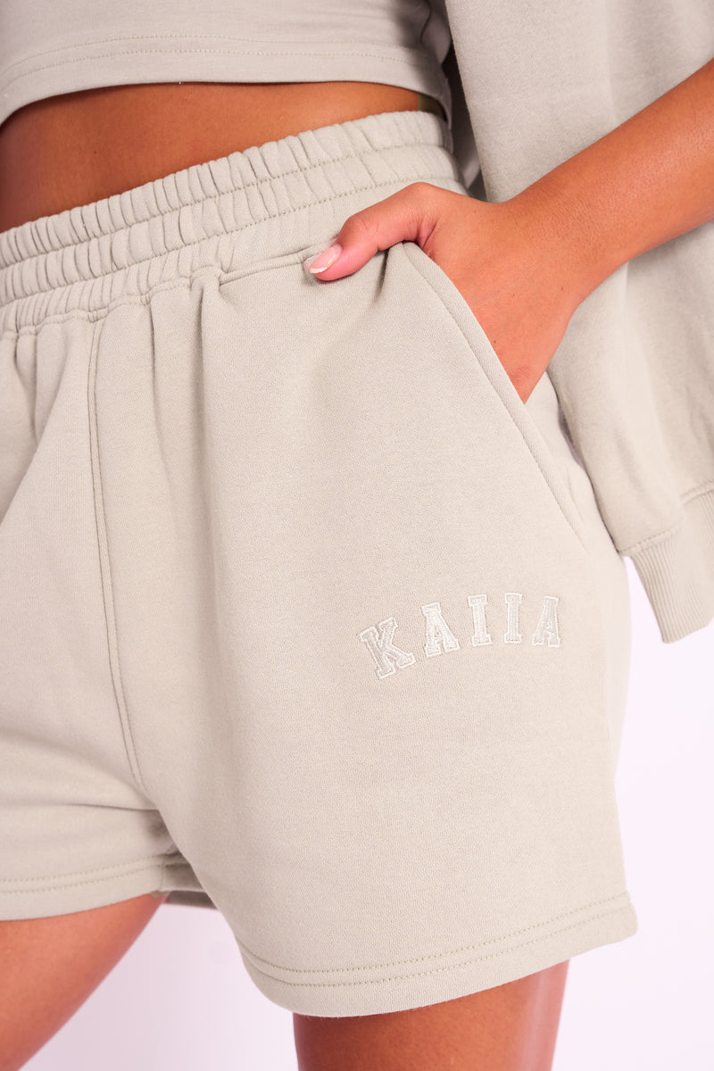 Kaiia Logo Sweat Shorts Stone