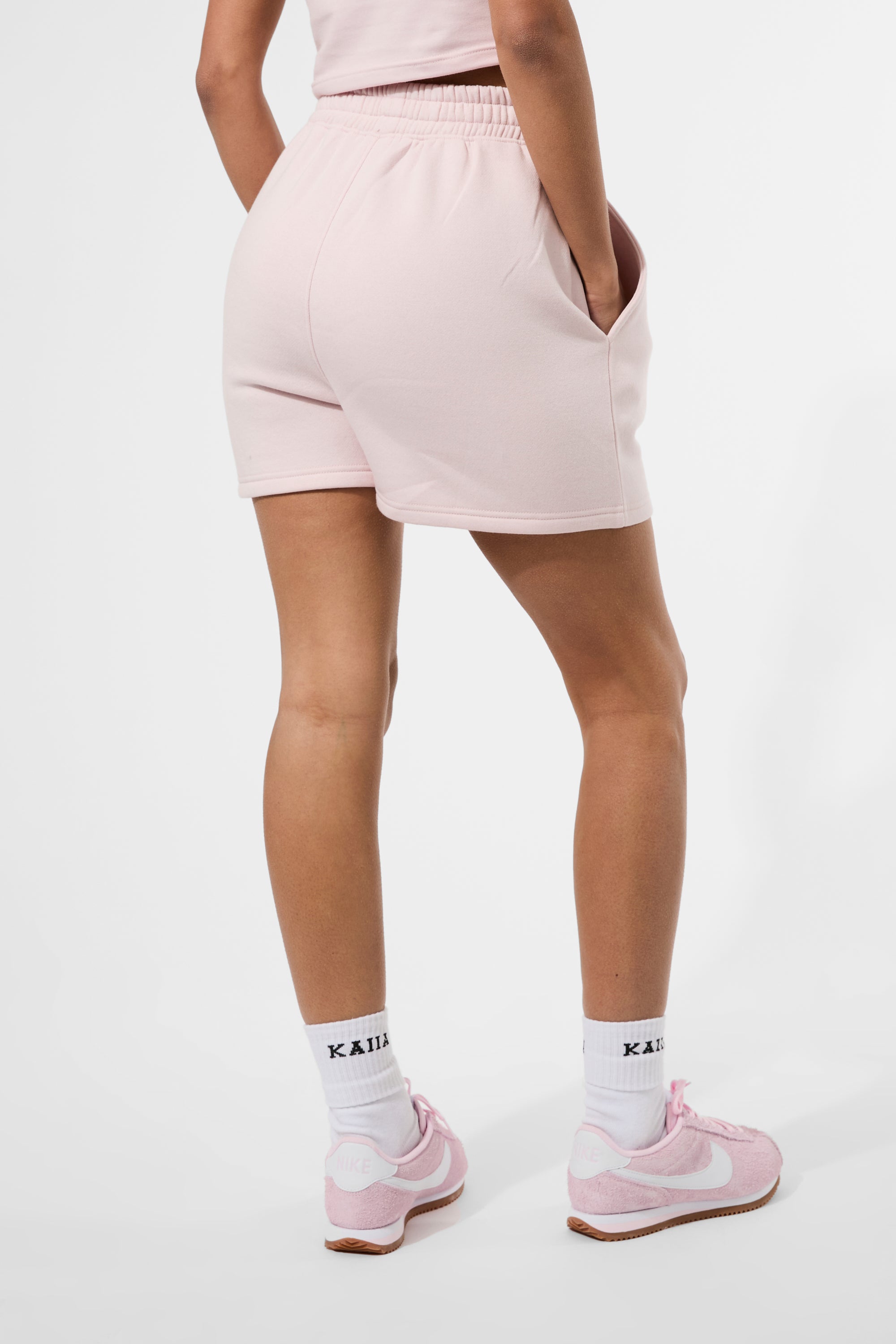 Kaiia Logo Sweat Shorts Pink Chai