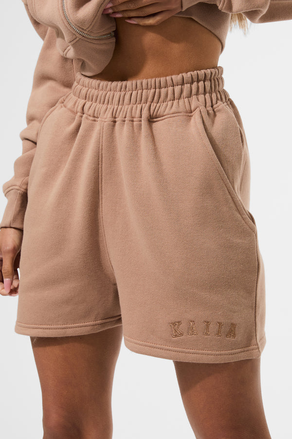 Kaiia Logo Sweat Shorts Latte