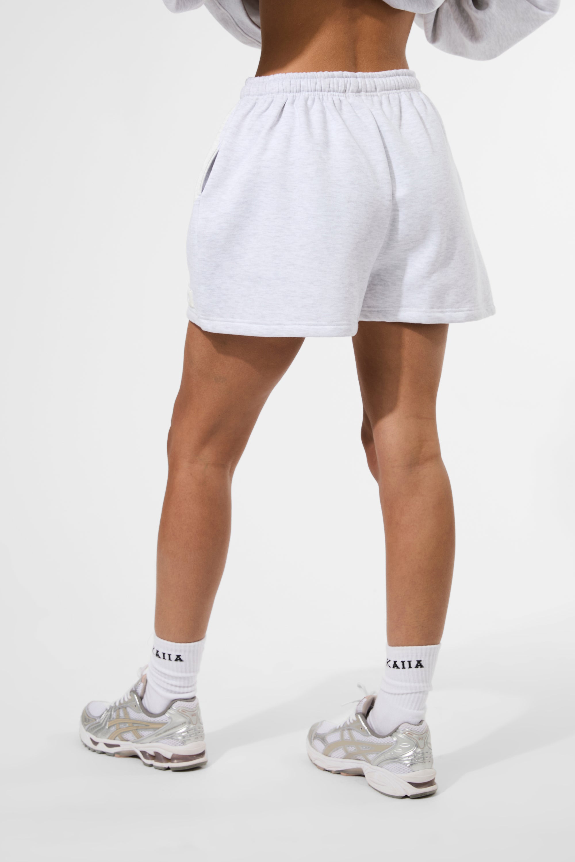 Kaiia Puff Print Sweat Shorts Ash Grey Marl