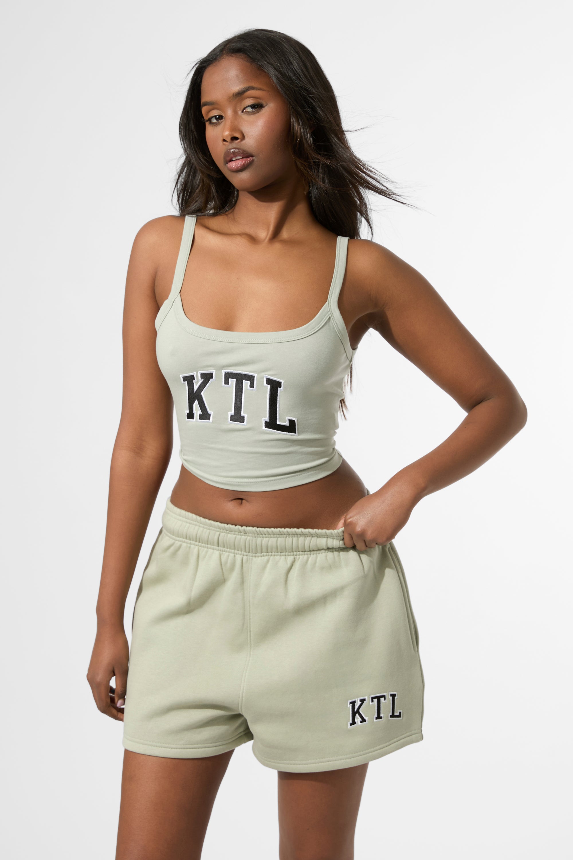 Kaiia KTL Logo Sweat Shorts Sage