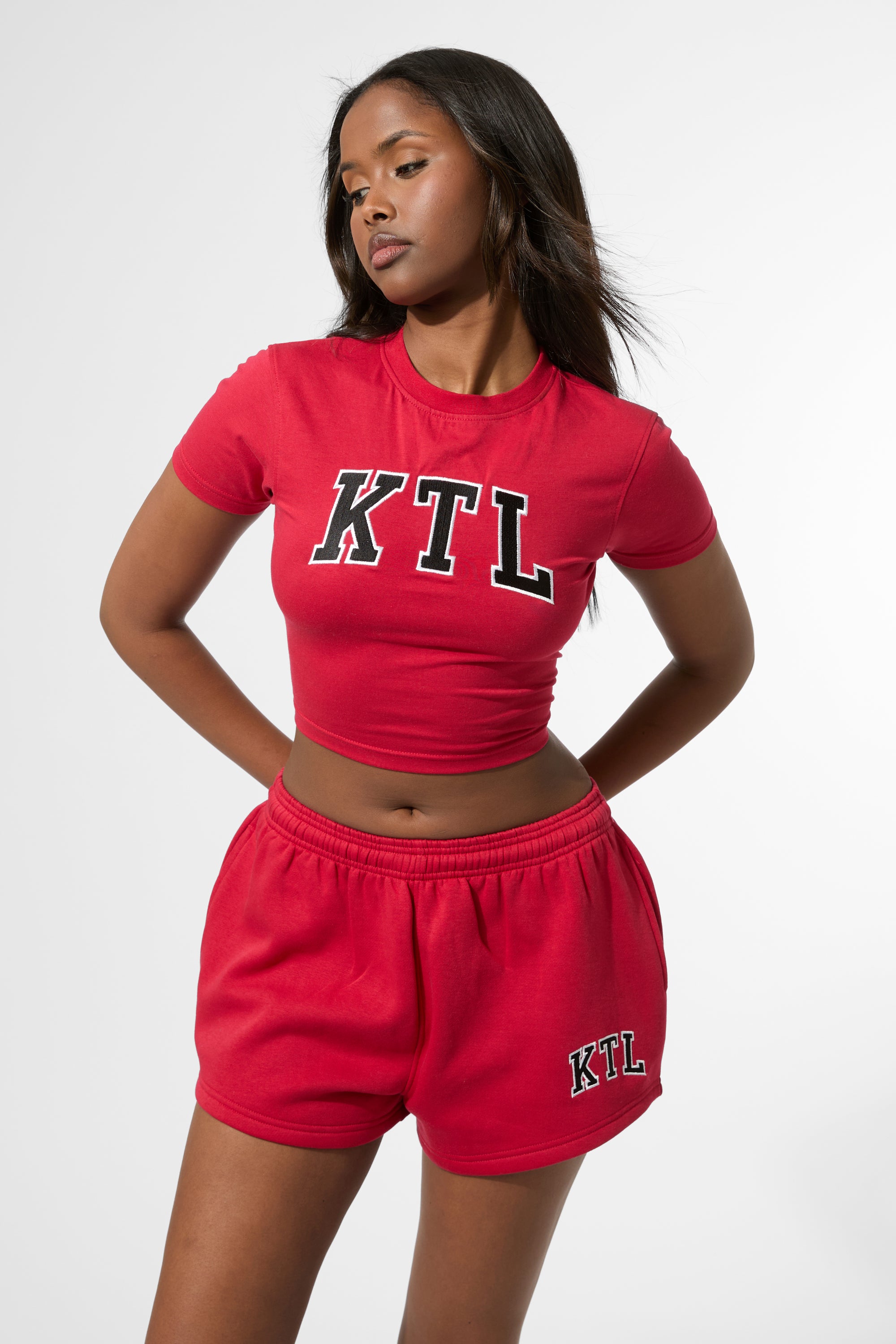 Kaiia KTL Logo Mini Sweat Shorts Red