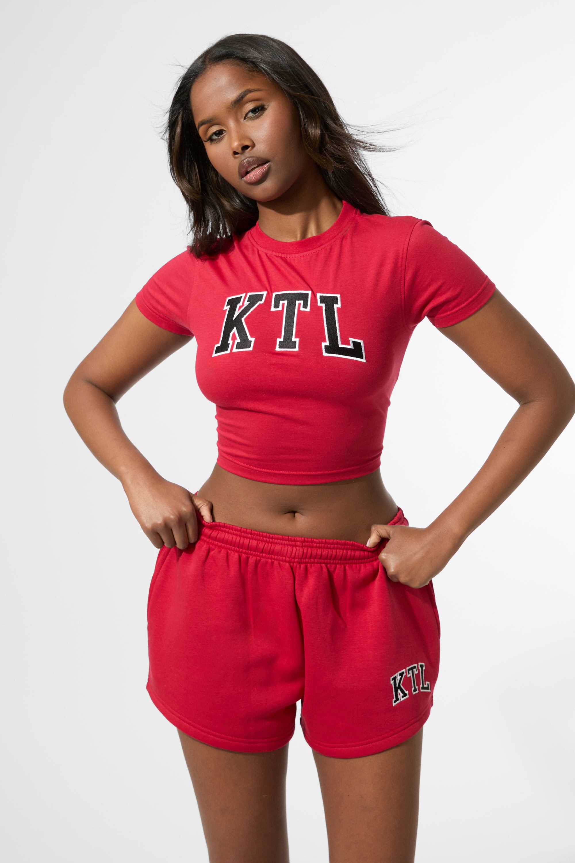 Kaiia KTL Logo Mini Sweat Shorts Red