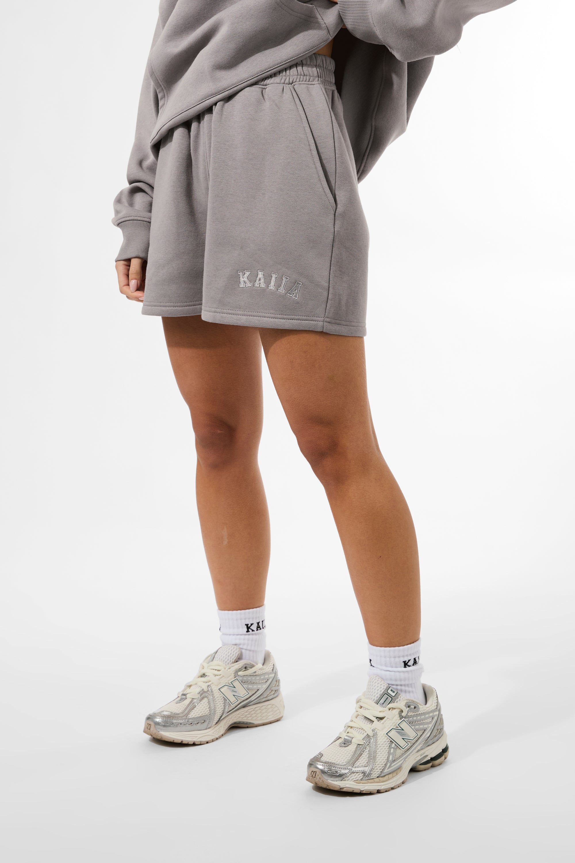 Kaiia Logo Sweat Shorts Dove Grey