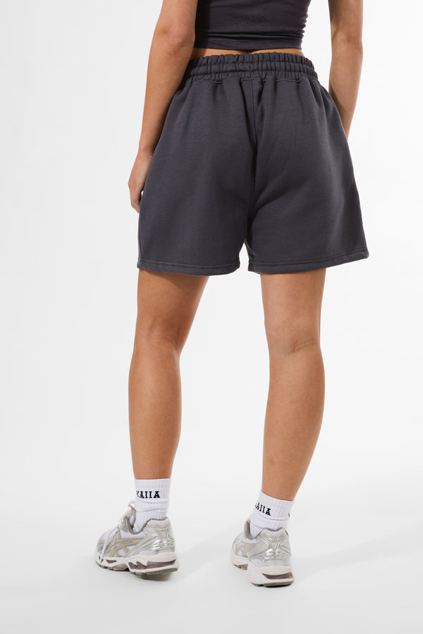 KAIIA LOGO RELAXED SWEAT SHORT DARK GREY