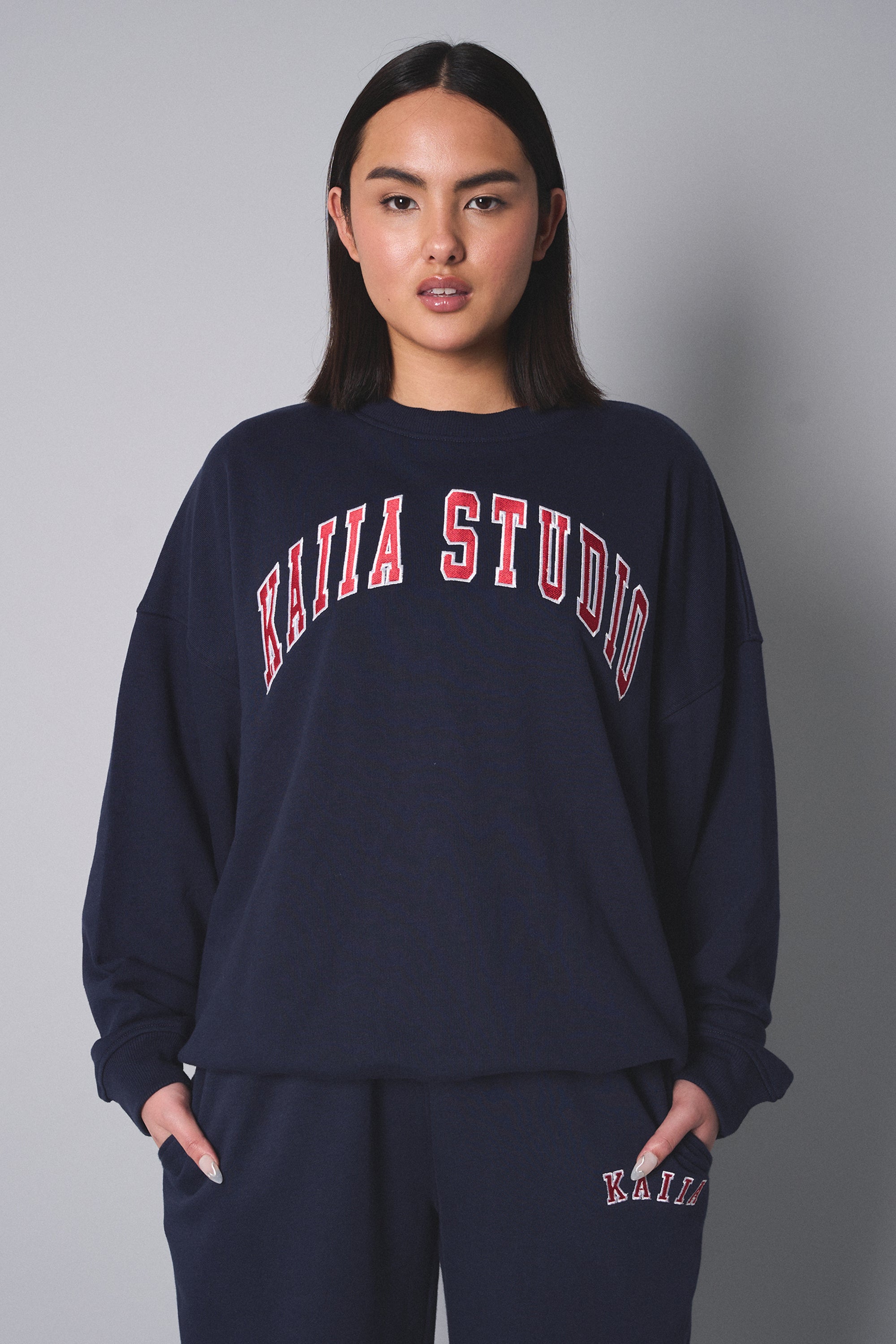 Kaiia Studio Oversized Sweatshirt Navy With Red