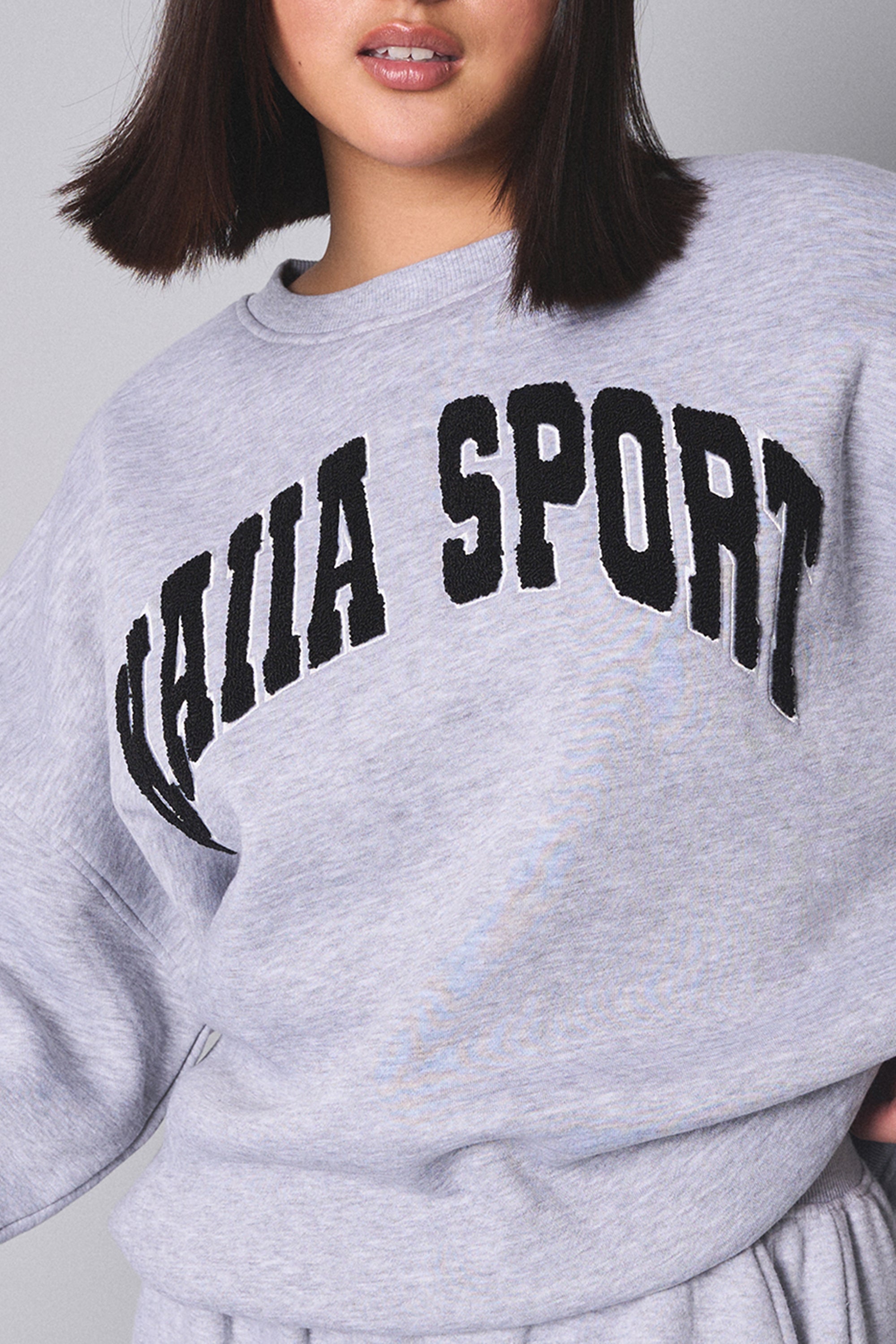 Kaiia Sport Slogan Oversized Sweatshirt Grey Marl