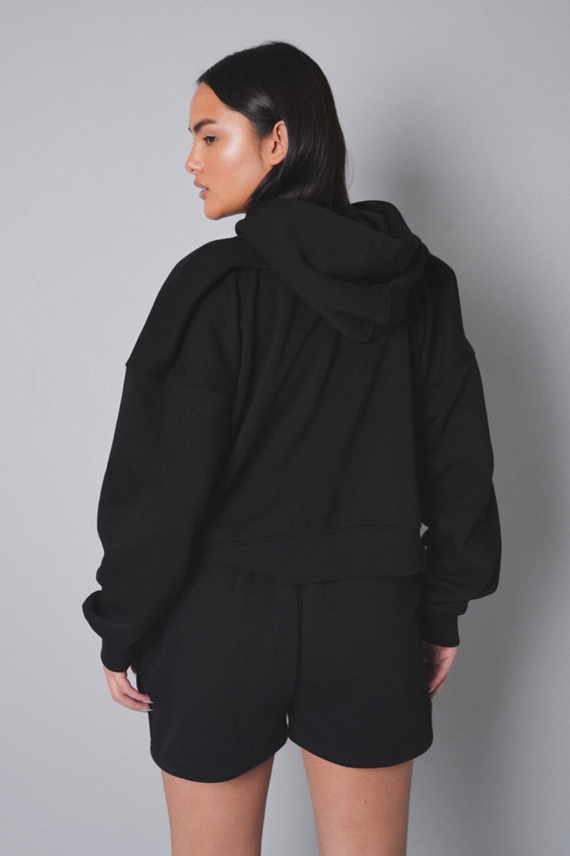 Kaiia Sport Slogan Oversized Hoodie Black With White