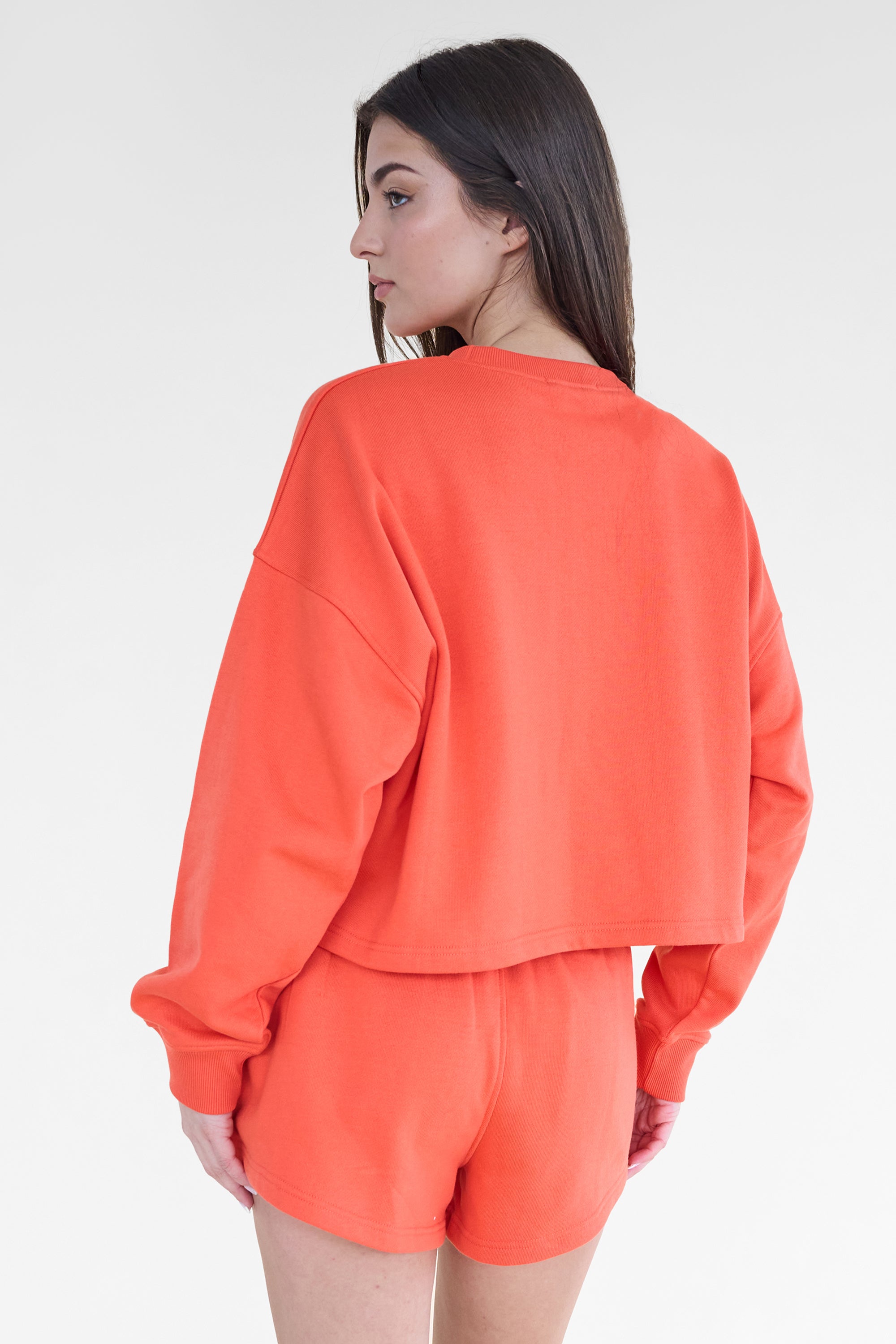 Kaiia Studio Cropped Oversized Sweatshirt Orange