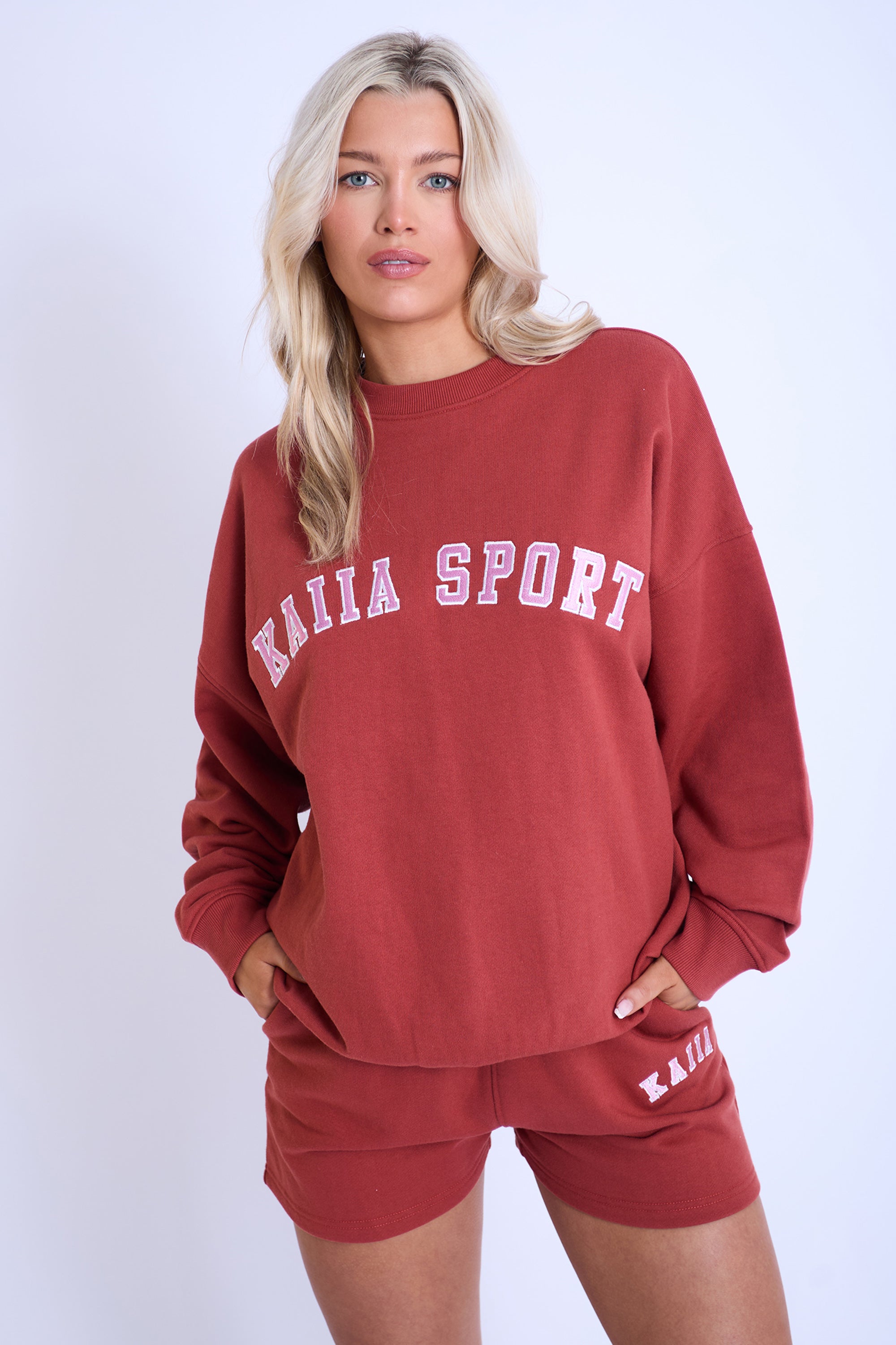 Kaiia Sport Oversized Sweatshirt Rust & Pink