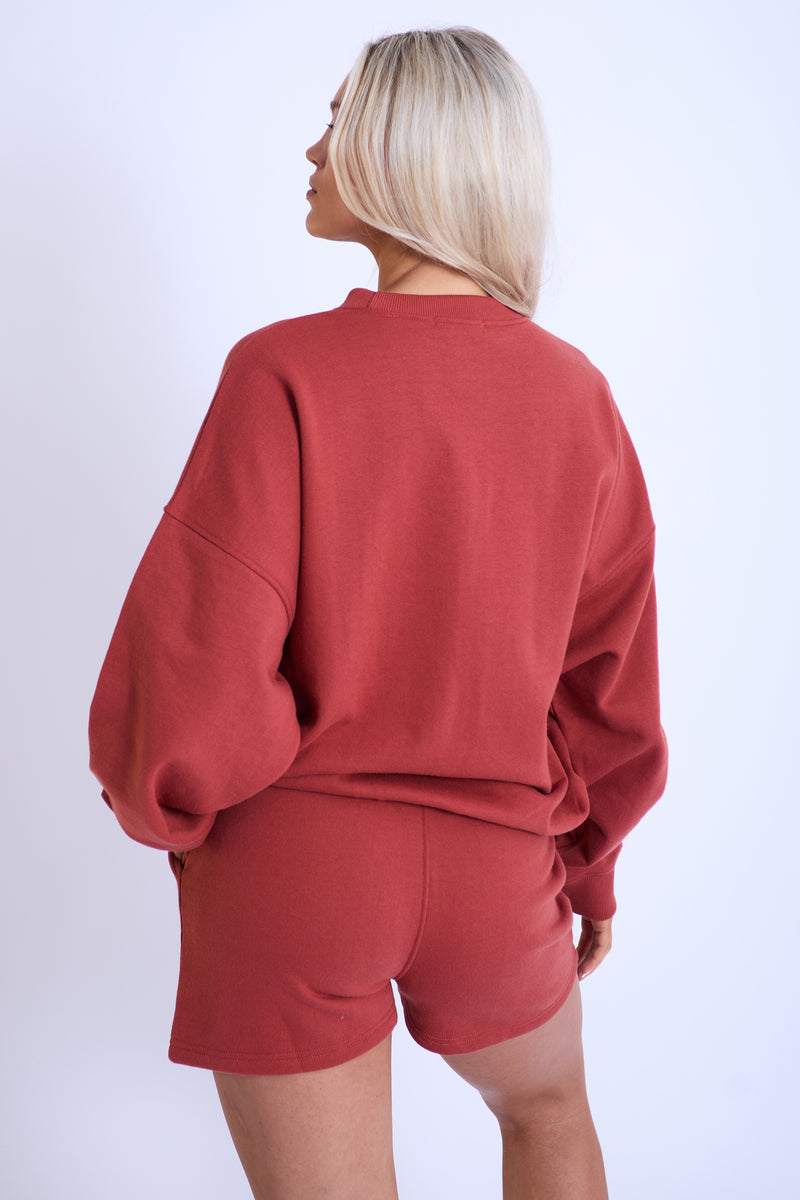 Kaiia Sport Oversized Sweatshirt Rust & Pink