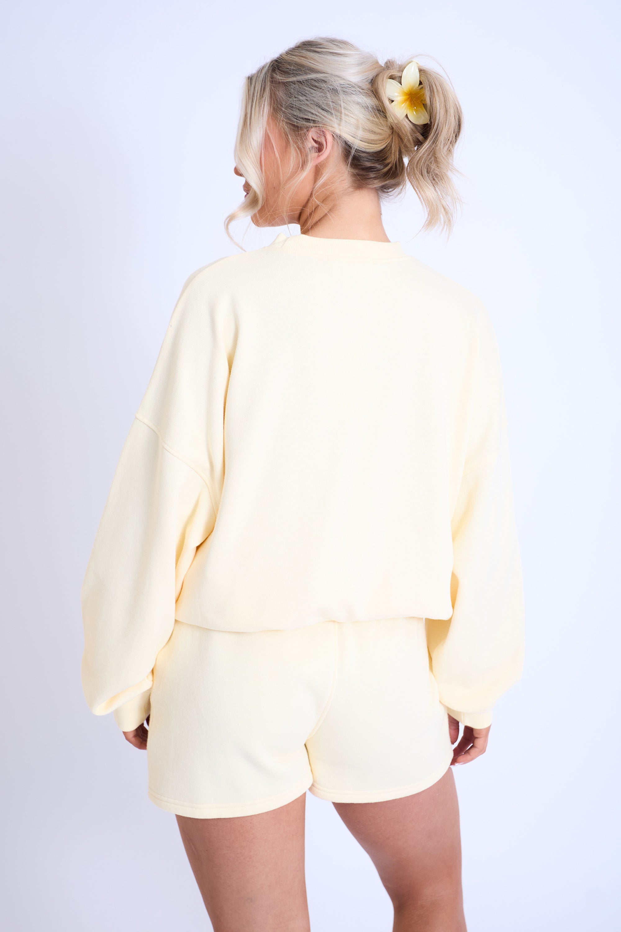 Kaiia Sport Oversized Sweatshirt Lemon & Light Blue