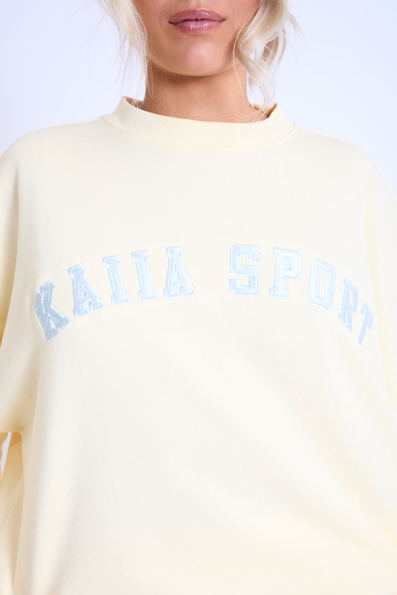 Kaiia Sport Oversized Sweatshirt Lemon & Light Blue