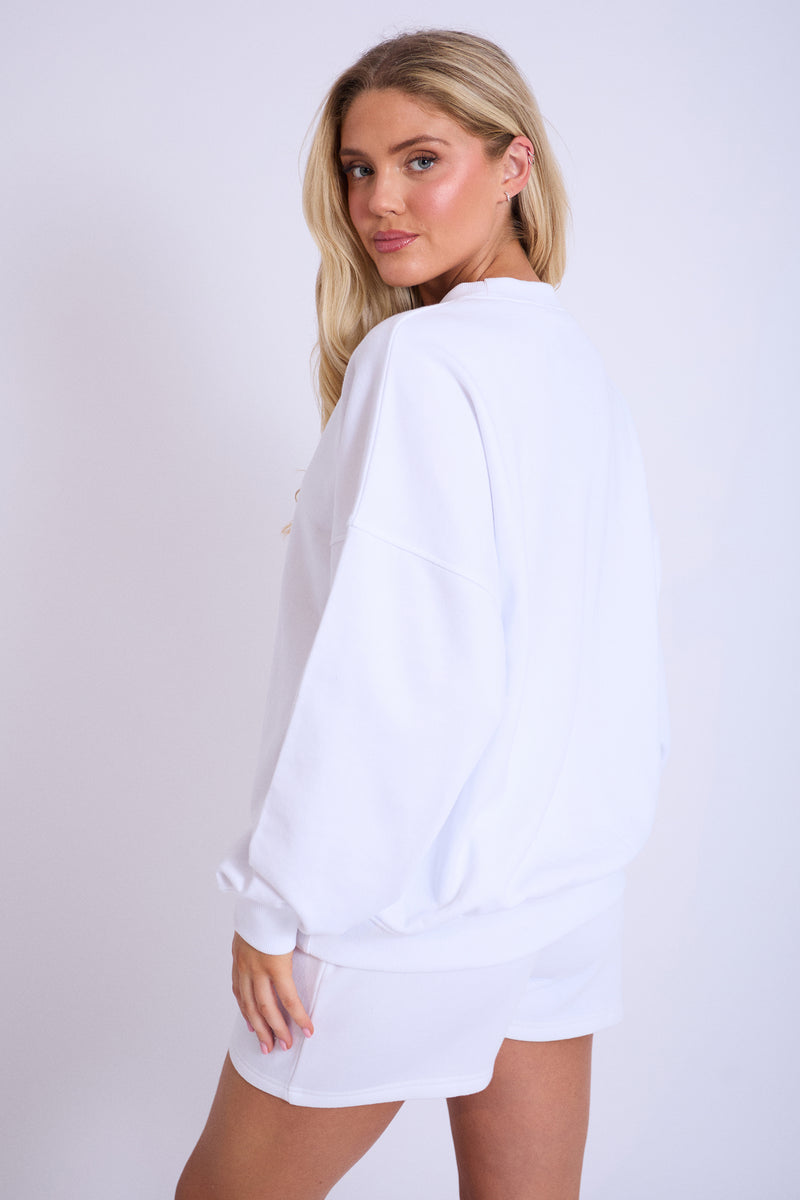 Kaiia Tennis Club Oversized Sweatshirt White & Blue