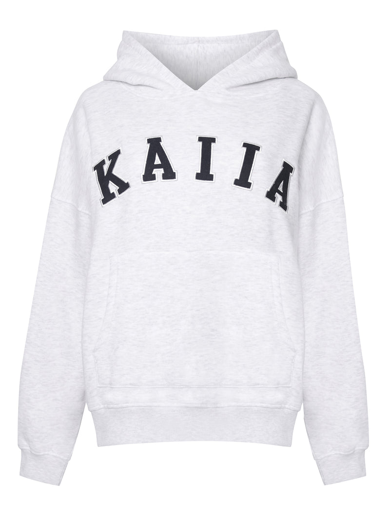 Kaiia Slogan Oversized Hoodie In Grey Marl