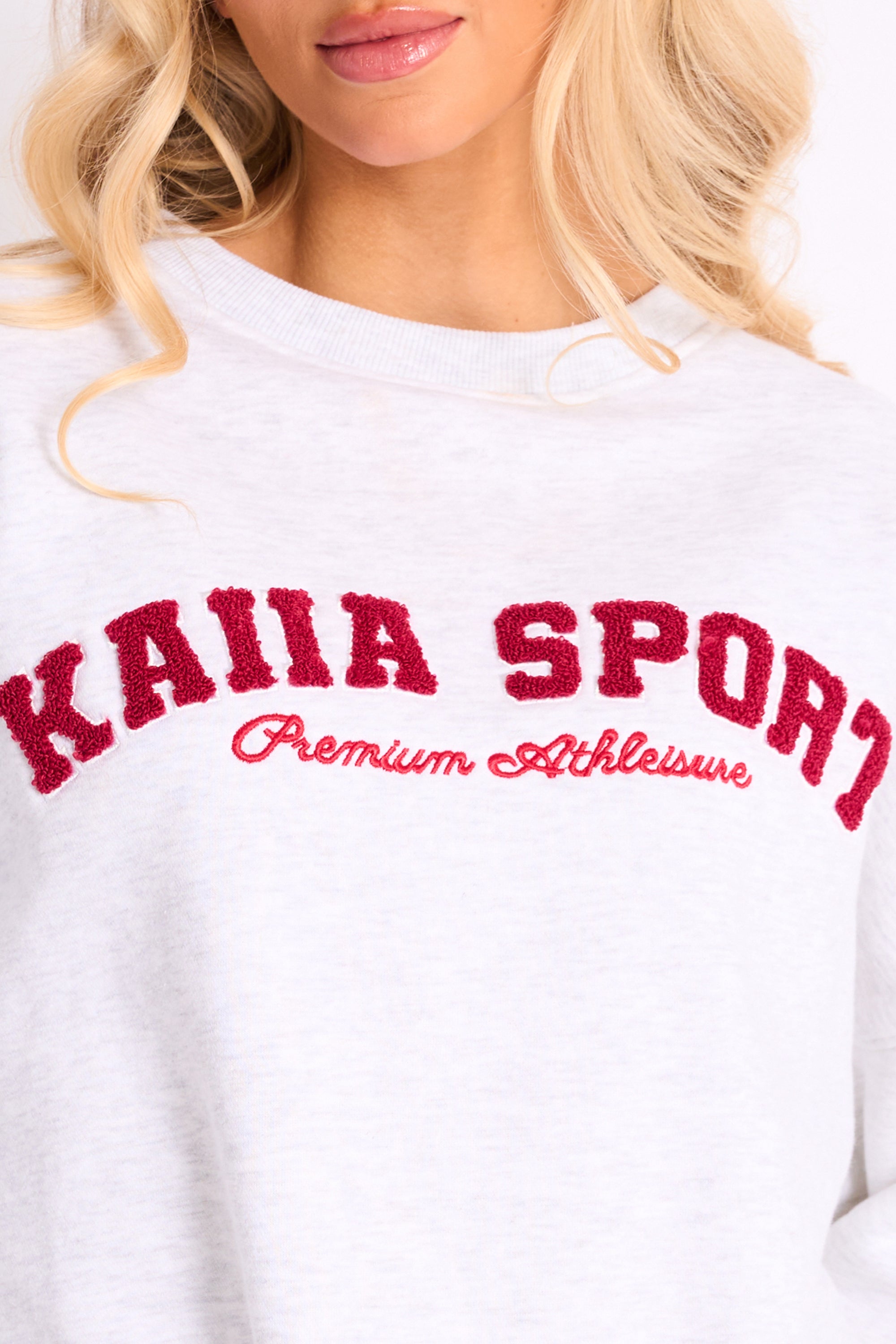 Kaiia Sport Oversized Sweatshirt Grey Marl & Red