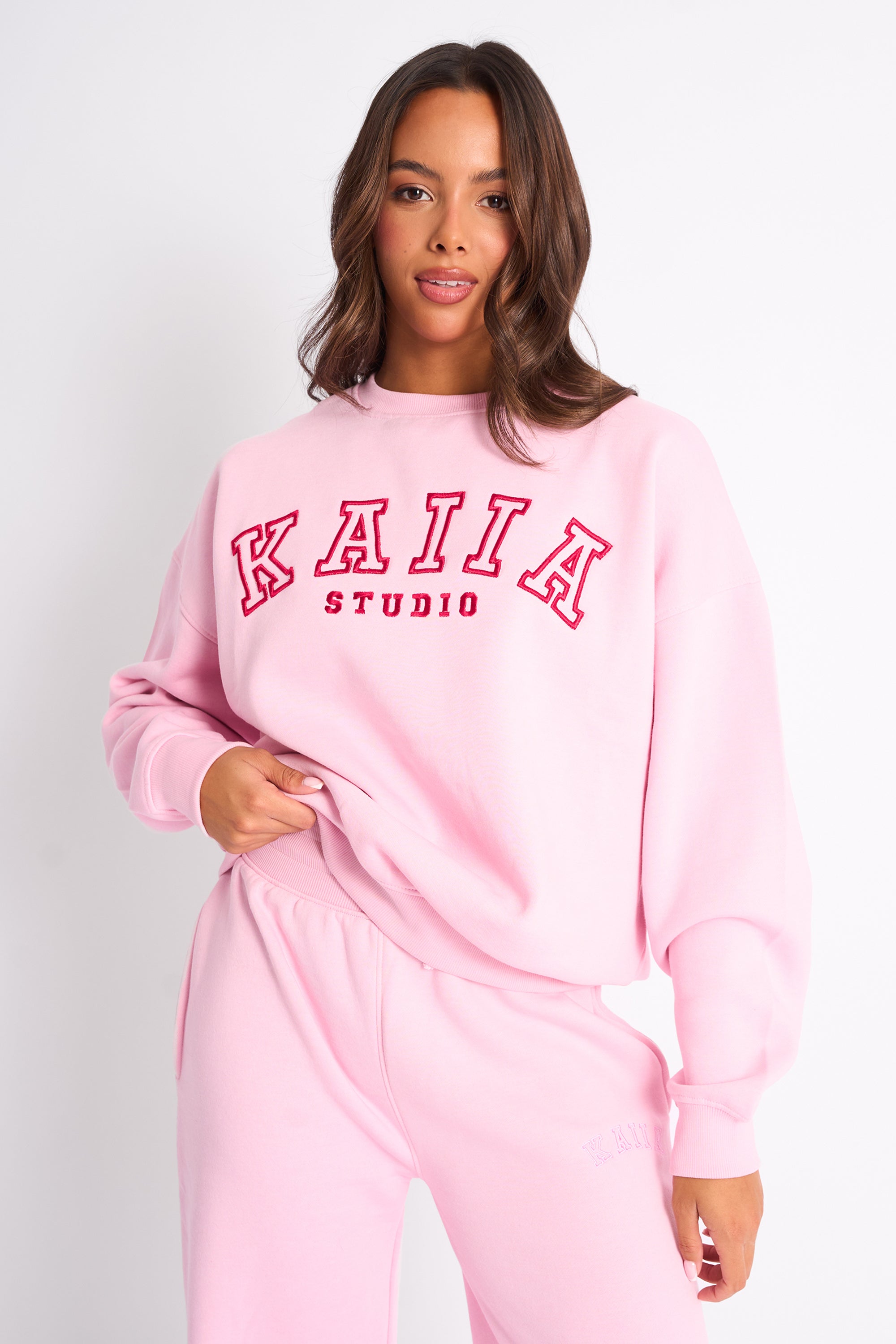 Kaiia Sport Oversized Sweatshirt Pink & Red