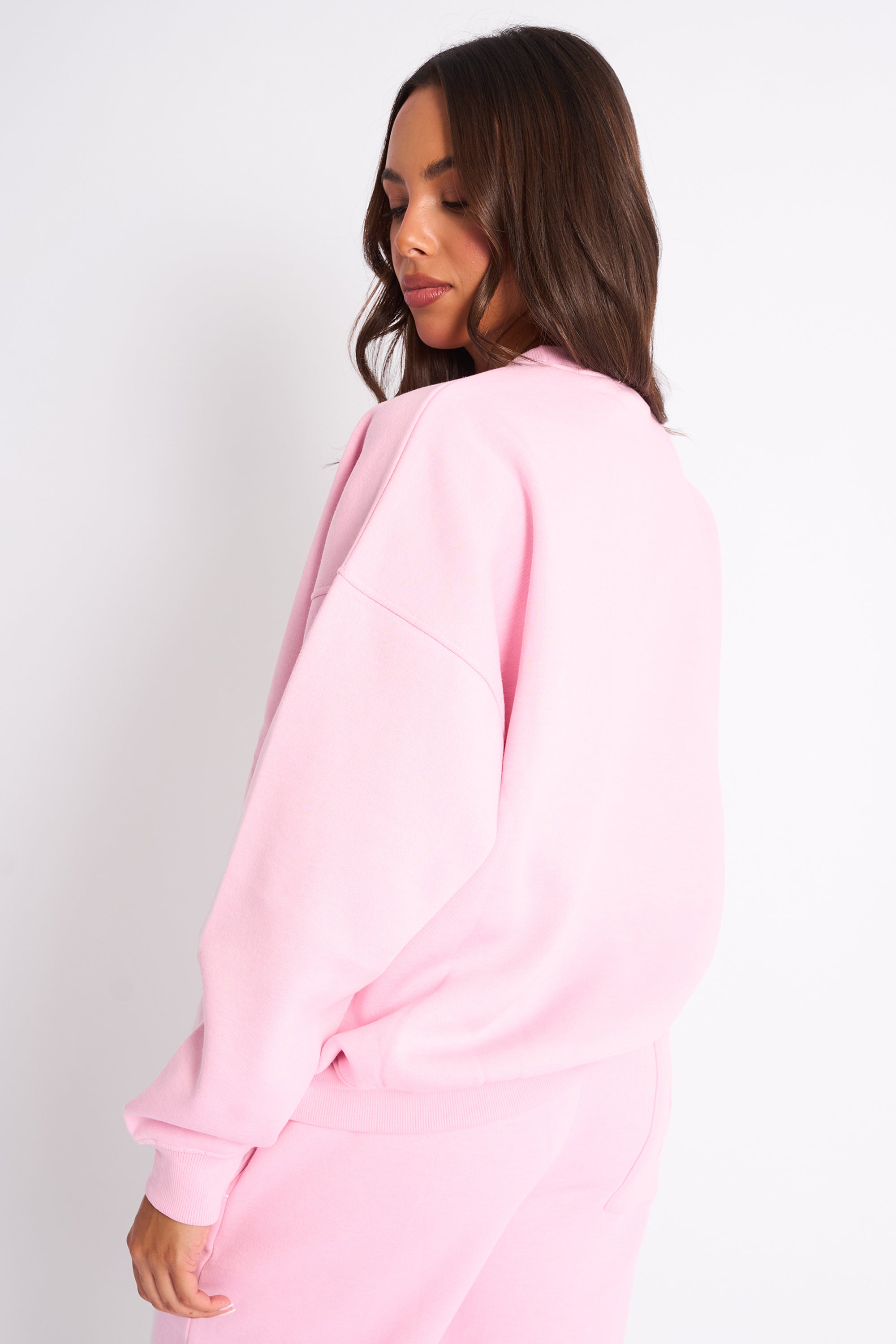 Kaiia Sport Oversized Sweatshirt Baby Pink & Red