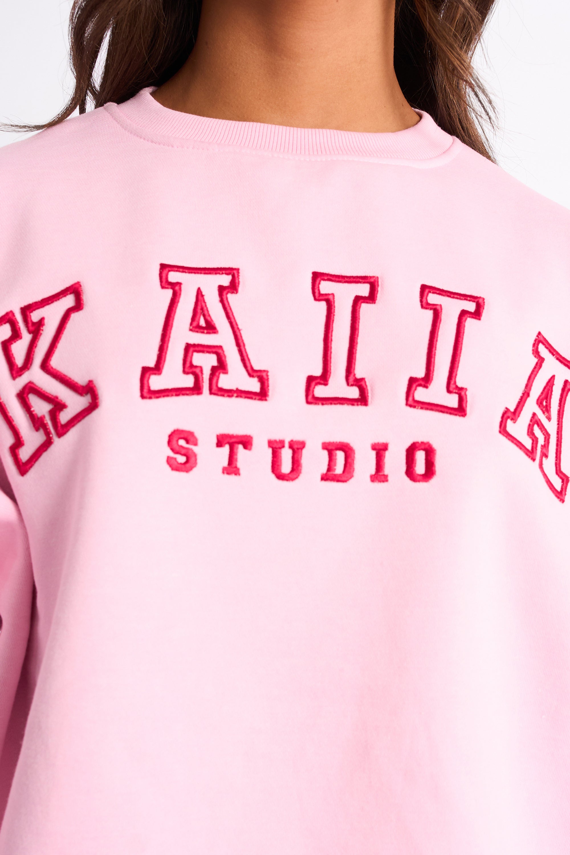 Kaiia Sport Oversized Sweatshirt Baby Pink & Red