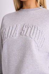 Kaiia Studio Embossed Logo Oversized Sweatshirt Grey Marl