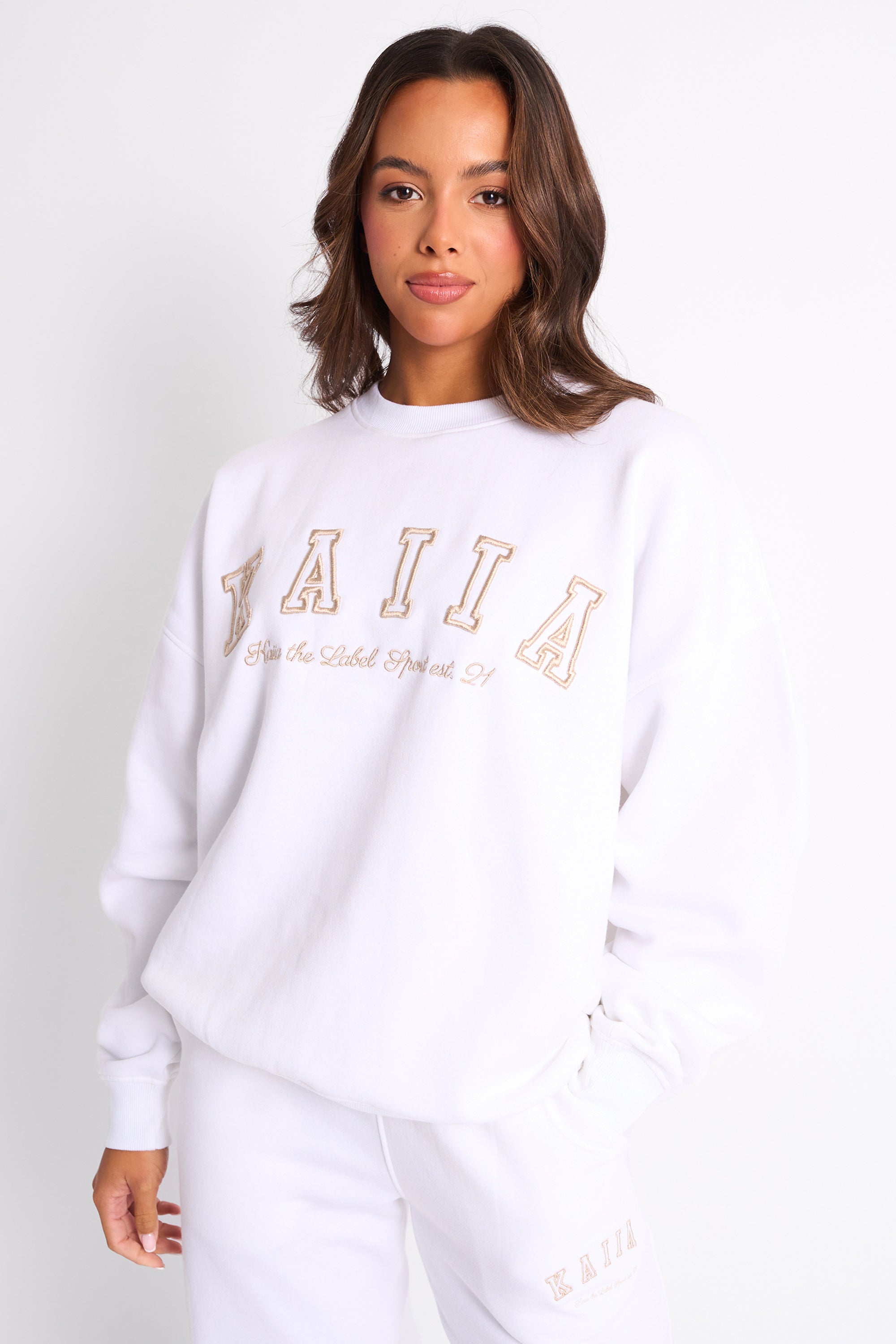 Kaiia Sport Oversized Sweatshirt White & Sand