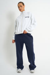 Kaiia Logo Zip Through Sweatshirt Light Grey Marl