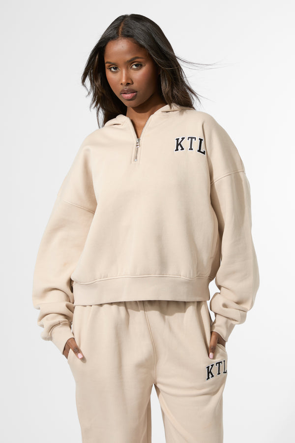 Kaiia KTL Logo Oversized Zip Up Hoodie Truffle