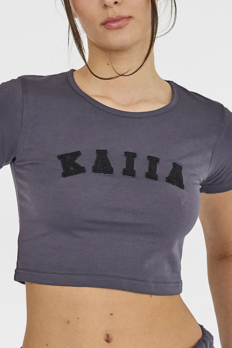 Kaiia Baby Tee Dark Grey