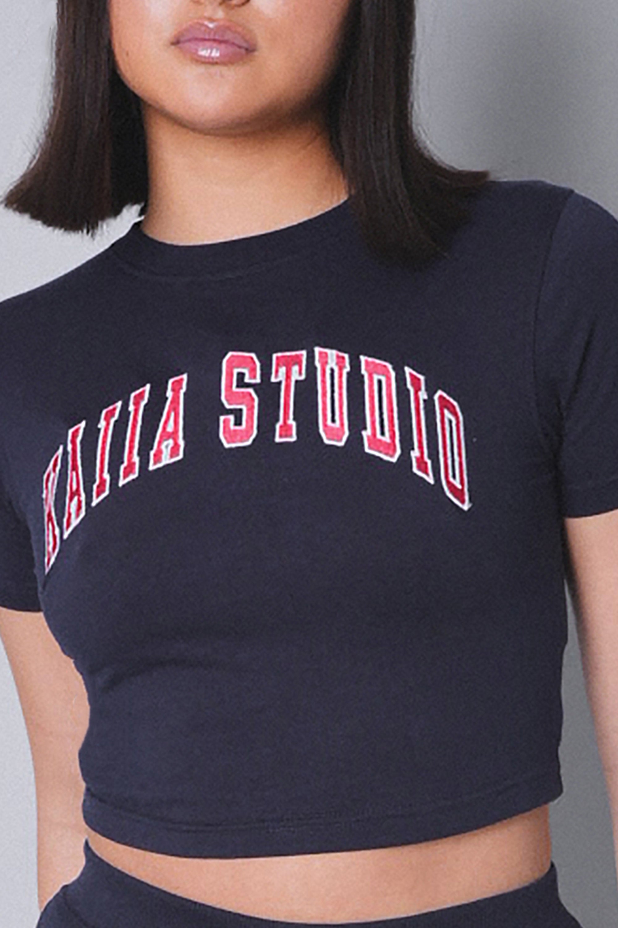 Kaiia Studio Baby Tee Navy With Red