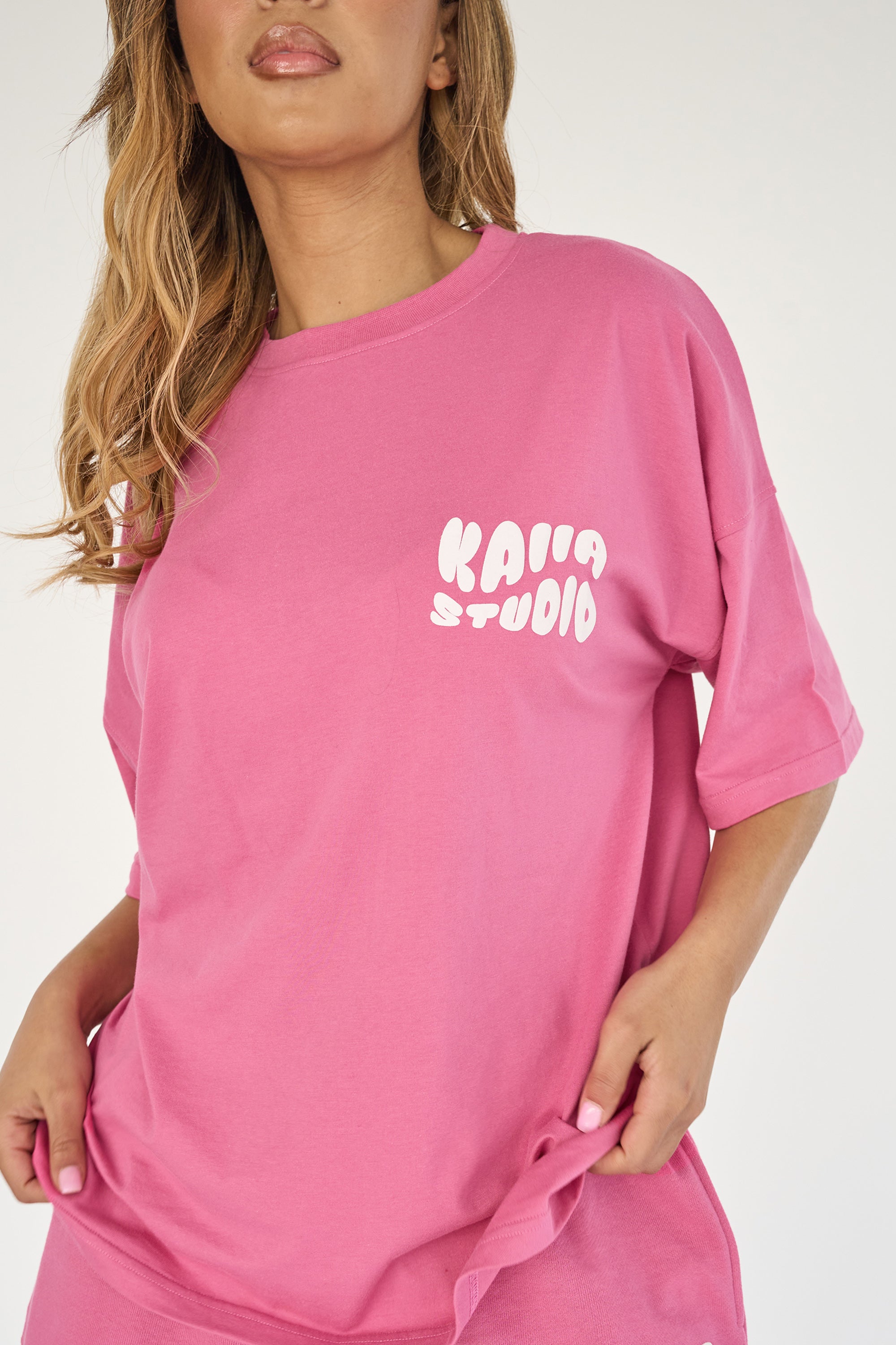 Kaiia Studio Bubble Logo Oversized T-shirt Pink