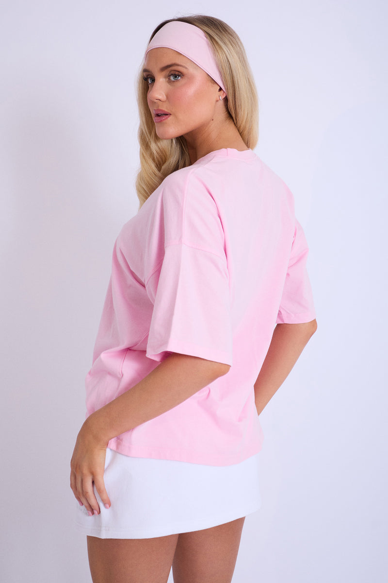 Kaiia Tennis Club Oversized T-Shirt Baby Pink