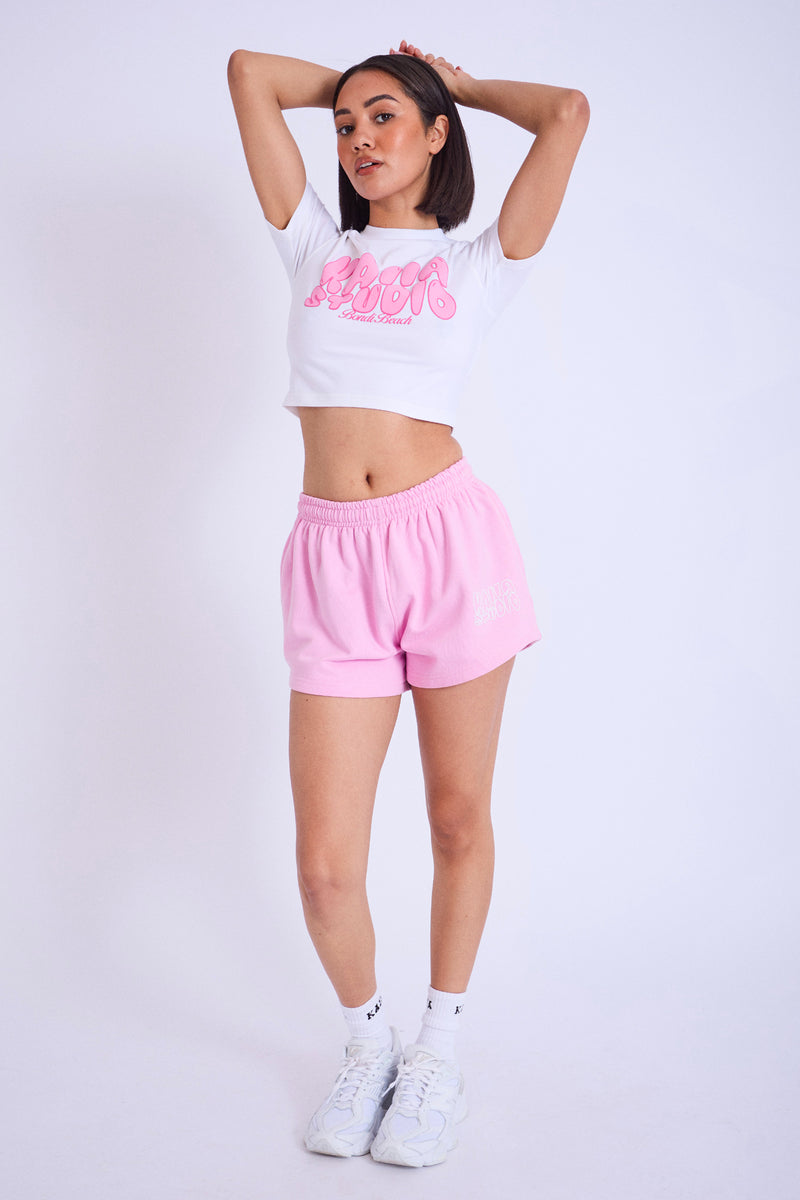 Kaiia Studio Bubble Logo Baby Tee White & Pink