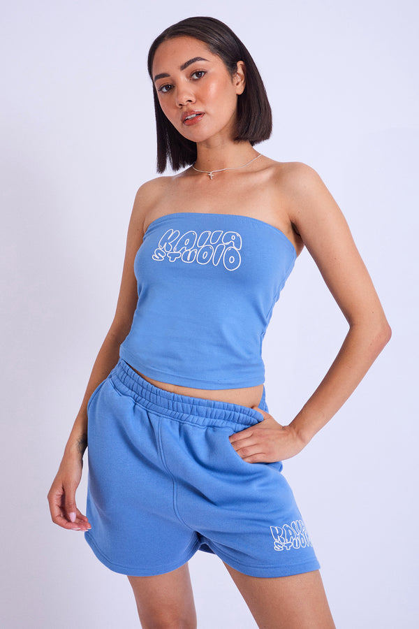 Kaiia Studio Bubble Logo Bandeau Top Blue