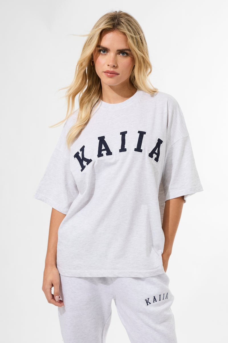 Kaiia Oversized T-shirt Grey Marl & Navy